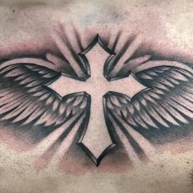 Cross and Wings Tattoo Design Thumbnail